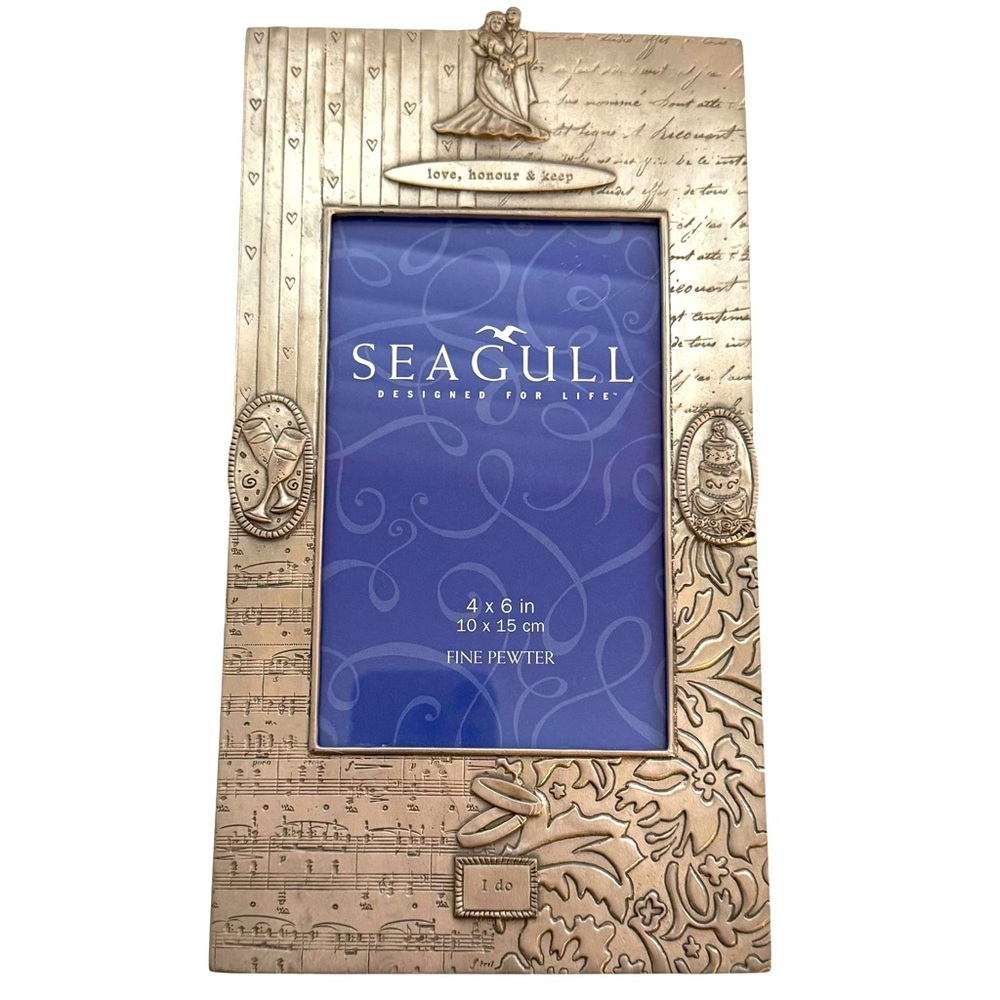 Seagull Fine Pewter Picture Frame 4x6 Wedding Theme I do Vintage Bridal